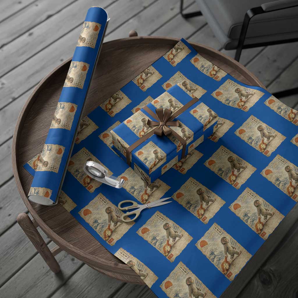 Baby Punch the Monkey Japanese Style Graphic Wrapping Paper Roll Dragging Plush Toy Vintage Art Gift