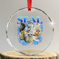 Baby Seals Crystal Glass Ornament Retro Sea Dog Bootleg Vintage Graphic 90s