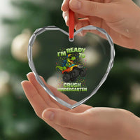 Back To School Boy Dinosaur Heart Crystal Glass Ornament I Am Ready To Crush Kindergarten - Wonder Print Shop