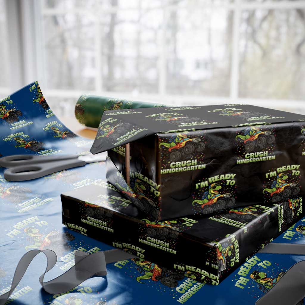 Back To School Boy Dinosaur Wrapping Paper Roll I Am Ready To Crush Kindergarten - Wonder Print Shop