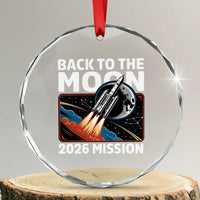 Back to the Moon 2026 Mission Crystal Glass Ornament Retro Rocket Launch Lunar Orbit Space Enthusiasts