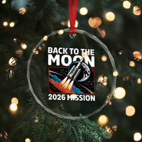 Back to the Moon 2026 Mission Crystal Glass Ornament Retro Rocket Launch Lunar Orbit Space Enthusiasts