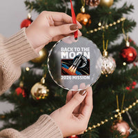 Back to the Moon 2026 Mission Crystal Glass Ornament Retro Rocket Launch Lunar Orbit Space Enthusiasts
