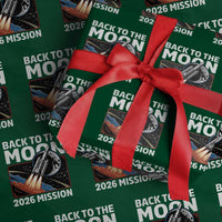 Back to the Moon 2026 Mission Wrapping Paper Roll Retro Rocket Launch Lunar Orbit Space Enthusiasts
