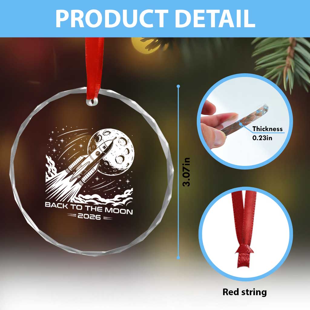 Back To The Moon Crystal Glass Ornament Space Exploration Moon Journey 2026