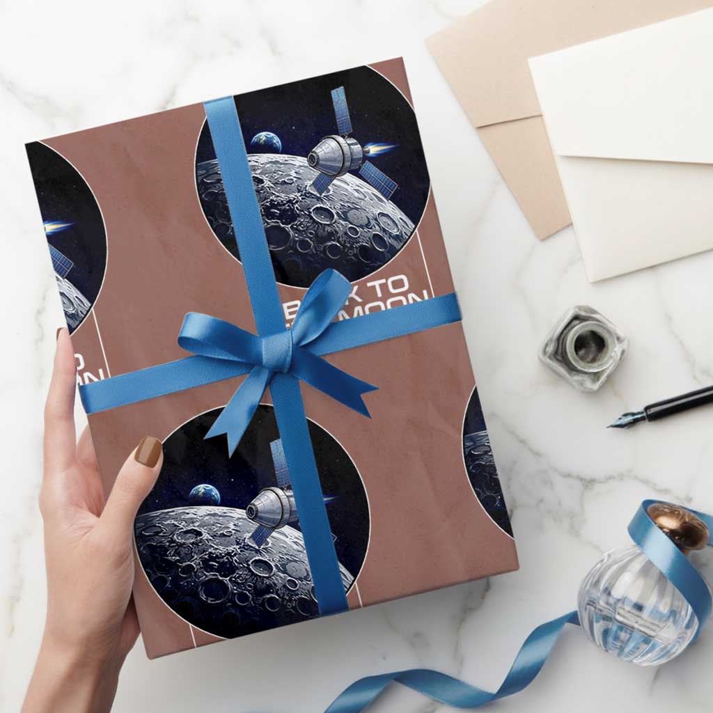 Back To The Moon Wrapping Paper Roll Lunar Mission Astronaut Space Lover