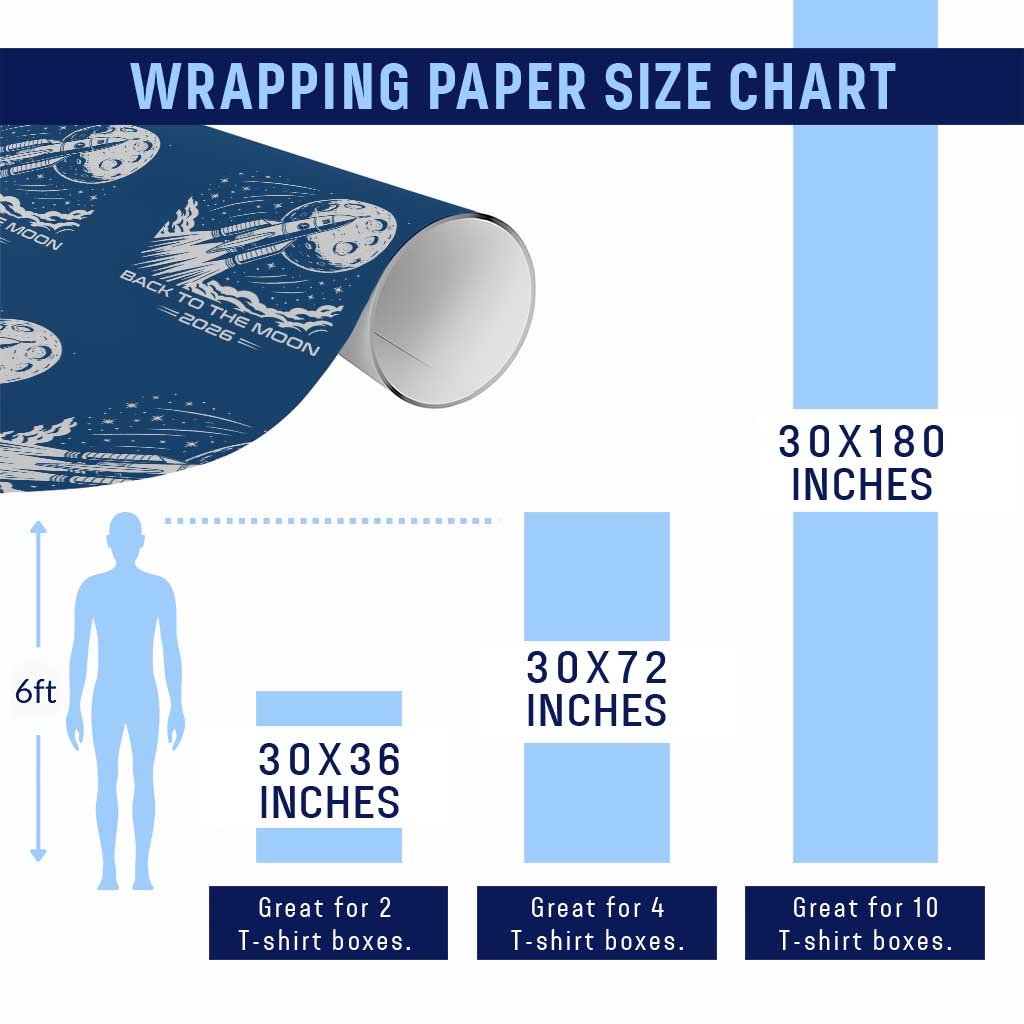 Back To The Moon Wrapping Paper Roll Space Exploration Moon Journey 2026