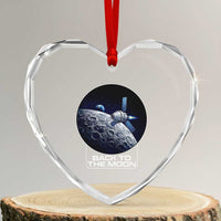 Back To The Moon Heart Crystal Glass Ornament Lunar Mission Astronaut Space Lover