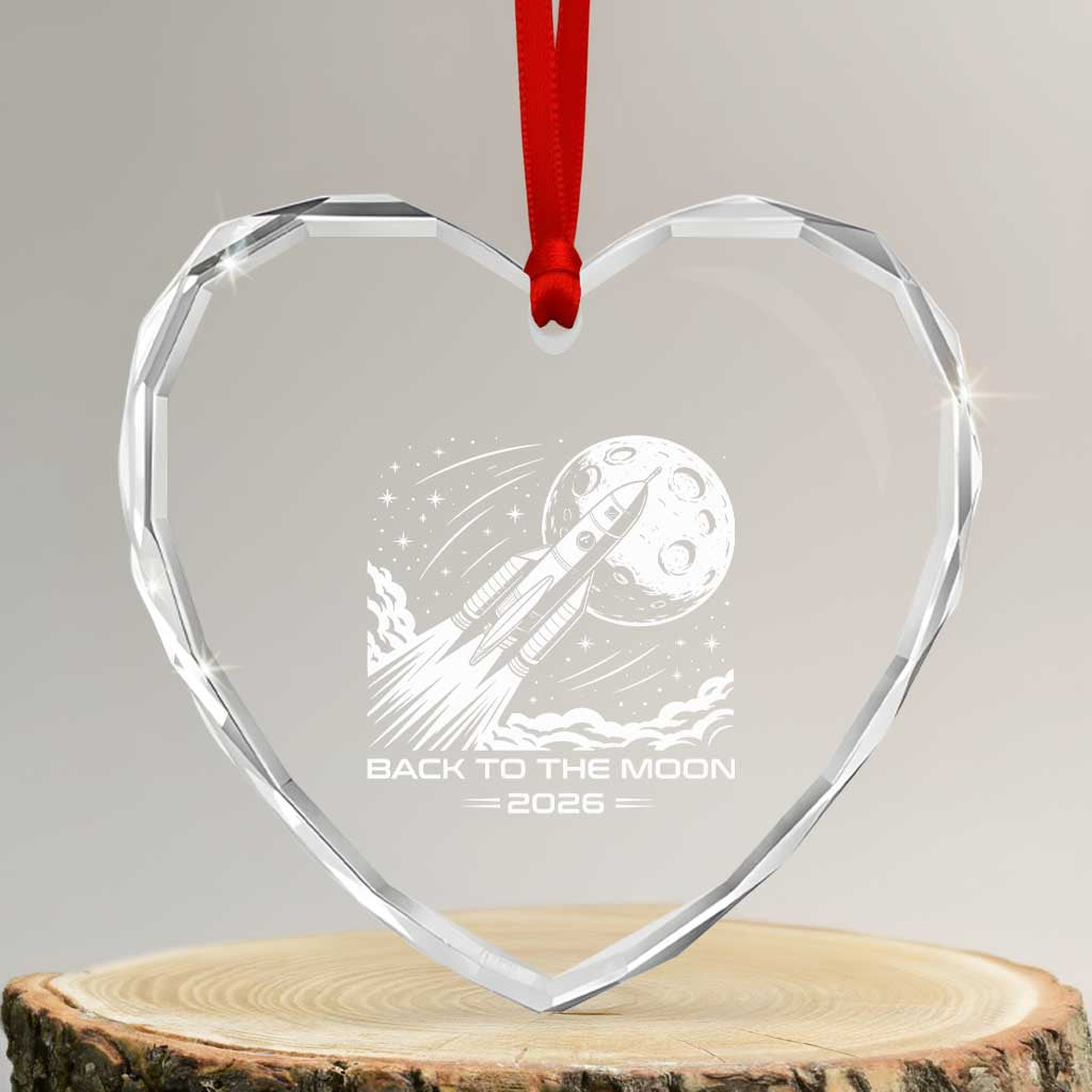 Back To The Moon Heart Crystal Glass Ornament Space Exploration Moon Journey 2026