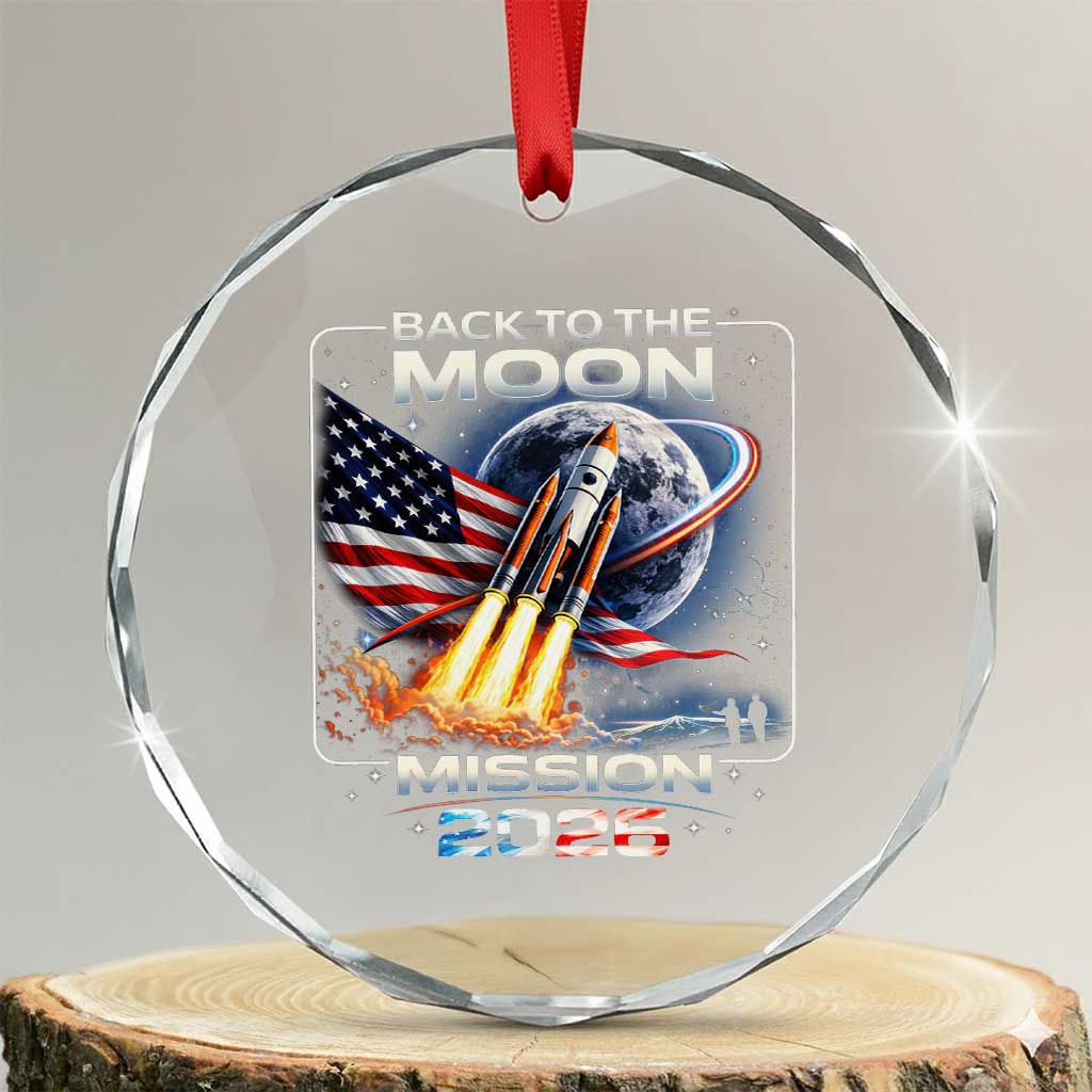 Back To The Moon Mission 2026 Crystal Glass Ornament Rocket Launch Moon Space Program