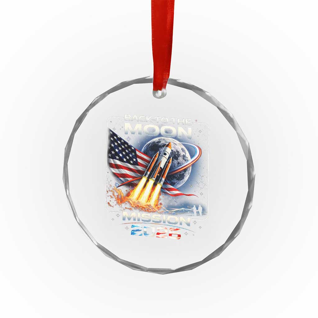 Back To The Moon Mission 2026 Crystal Glass Ornament Rocket Launch Moon Space Program