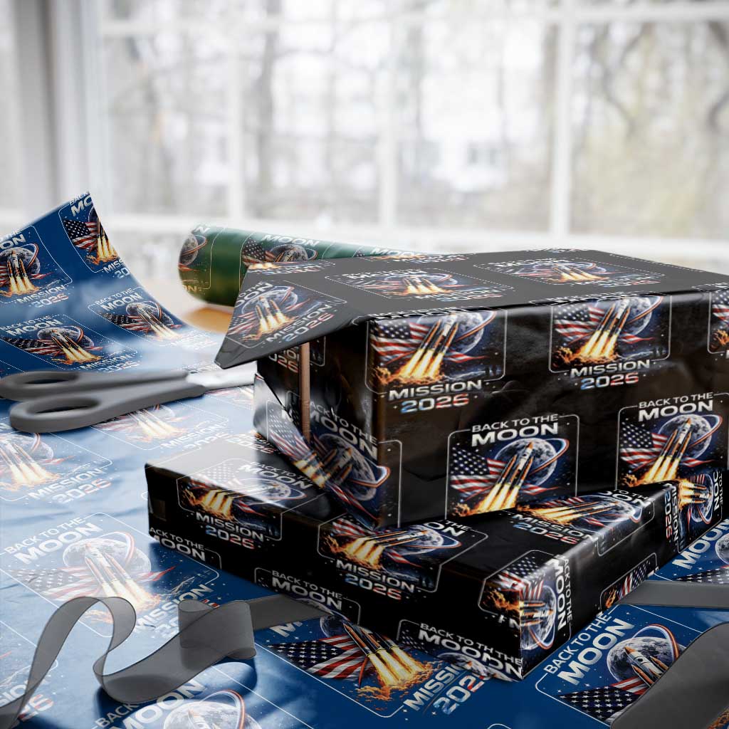 Back To The Moon Mission 2026 Wrapping Paper Roll Rocket Launch Moon Space Program