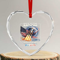 Back To The Moon Mission 2026 Heart Crystal Glass Ornament Rocket Launch Moon Space Program