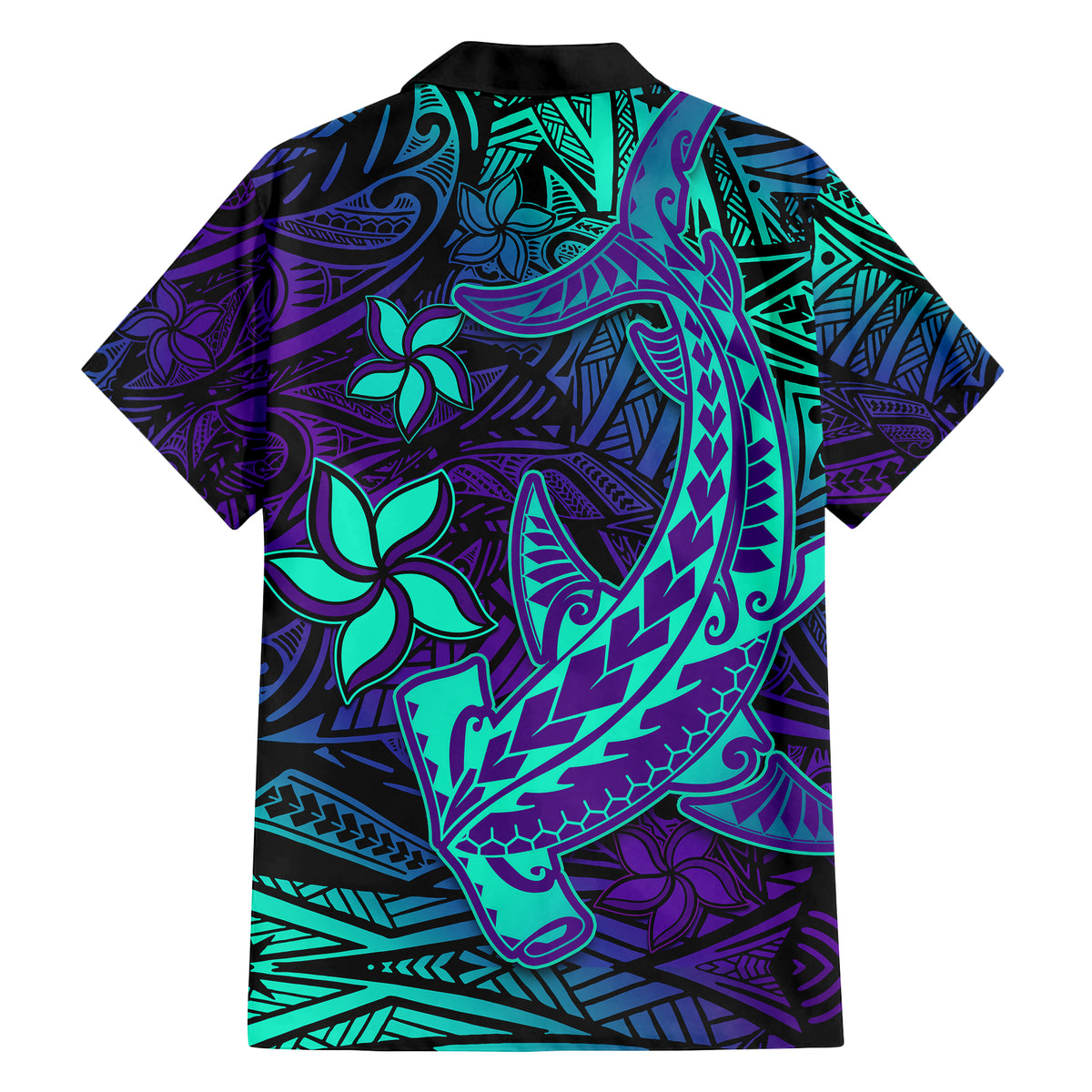 Purple Polynesian Family Matching Outfits Off Shoulder Maxi Dress And Hawaiian Shirt Tribal Hammerhead Shark - Wonder Print Shop