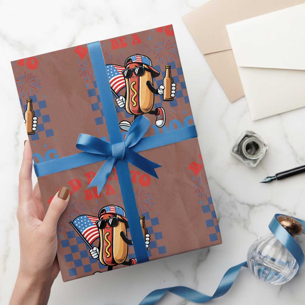 Bad Day To Be A Hot Dog 4th of July Wrapping Paper Roll Funny BBQ Grilling
