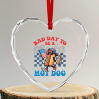Bad Day To Be A Hot Dog 4th of July Heart Crystal Glass Ornament Funny BBQ Grilling