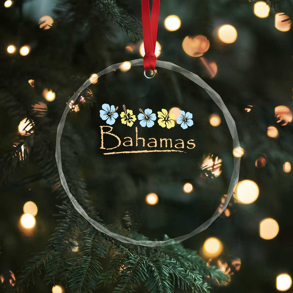 Bahamas Crystal Glass Ornament Hibiscus Flower Summer Beachy Vacation TS10