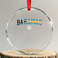 Bahamas Flag Crystal Glass Ornament Caribbean Hibiscus Flower Beach Summer Vacation TS10