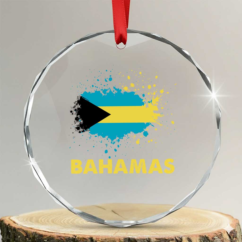 Bahamas Flag Crystal Glass Ornament Retro Vintage Watercolors Sport Bahamian Gifts - Wonder Print Shop