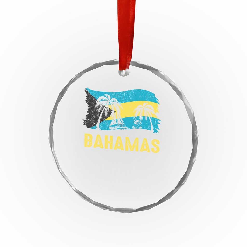 Bahamas Flag Crystal Glass Ornament Tropical Island Palm Trees Bahamian Gifts TS10