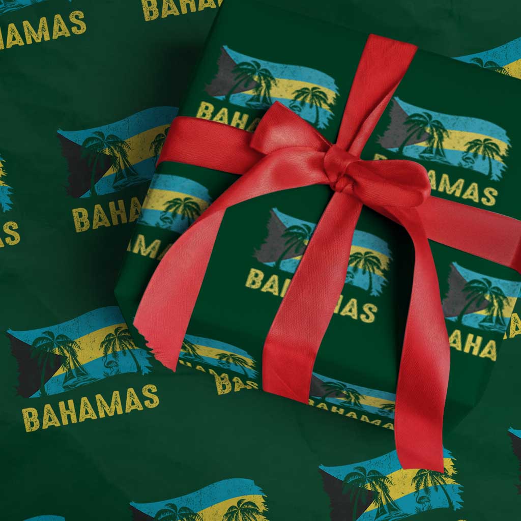 Bahamas Flag Wrapping Paper Roll Tropical Island Palm Trees Bahamian Gifts - Wonder Print Shop