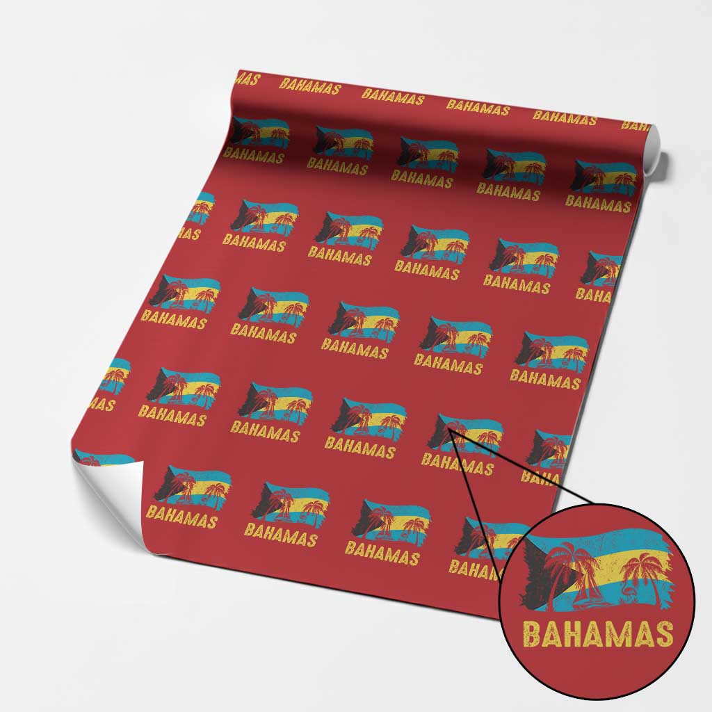 Bahamas Flag Wrapping Paper Roll Tropical Island Palm Trees Bahamian Gifts - Wonder Print Shop