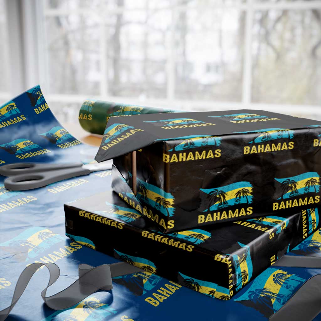 Bahamas Flag Wrapping Paper Roll Tropical Island Palm Trees Bahamian Gifts - Wonder Print Shop