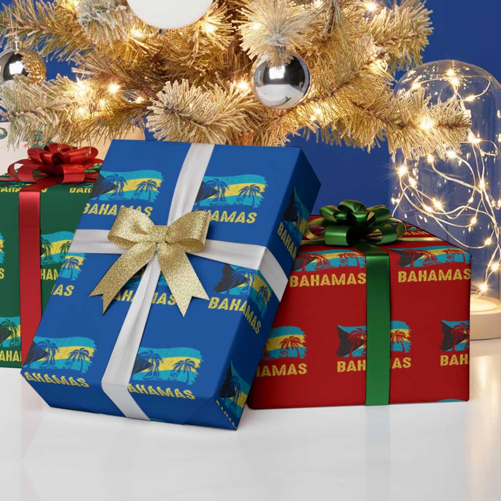 Bahamas Flag Wrapping Paper Roll Tropical Island Palm Trees Bahamian Gifts - Wonder Print Shop