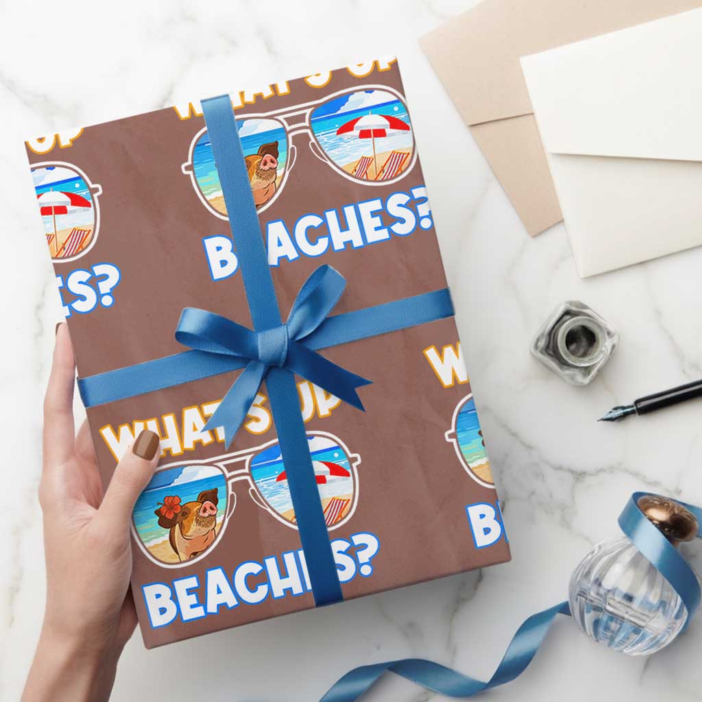 Bahamas Swimming Pigs Wrapping Paper Roll Pig Swim Caribbean Beach Summer Vacation - Wonder Print Shop