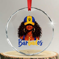 Bajan Girl Crystal Glass Ornament Barbados Flag Caribbean Heritage Pride Graphic Gift