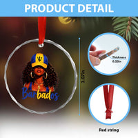 Bajan Girl Crystal Glass Ornament Barbados Flag Caribbean Heritage Pride Graphic Gift