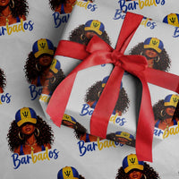 Bajan Girl Wrapping Paper Roll Barbados Flag Caribbean Heritage Pride Graphic Gift
