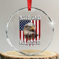 Bald and Majestic Bald Eagle 4th of July Crystal Glass Ornament Funny Dad Husband Grandpa Joke