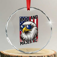 Bald and Majestic Crystal Glass Ornament Patriotic Bald Eagle 4th Of July