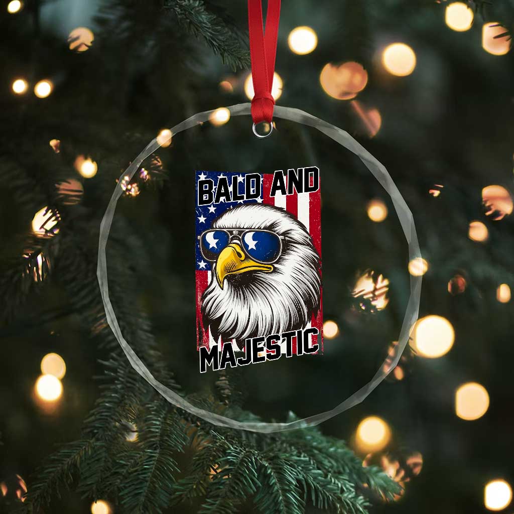 Bald and Majestic Crystal Glass Ornament Patriotic Bald Eagle 4th Of July