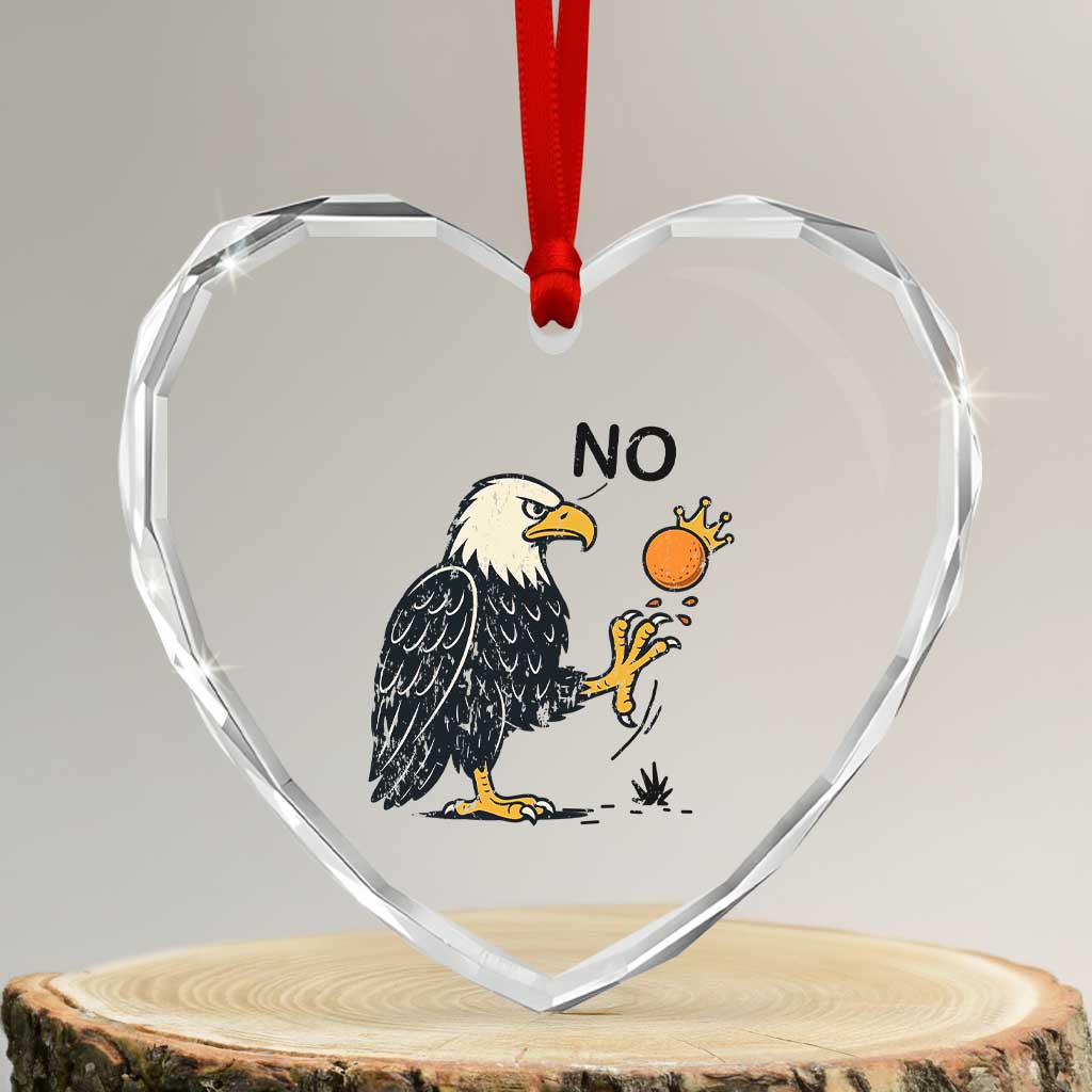 Bald Eagle No Kings In America Heart Crystal Glass Ornament No Orange We The People Patriotic Political Statement - Wonder Print Shop
