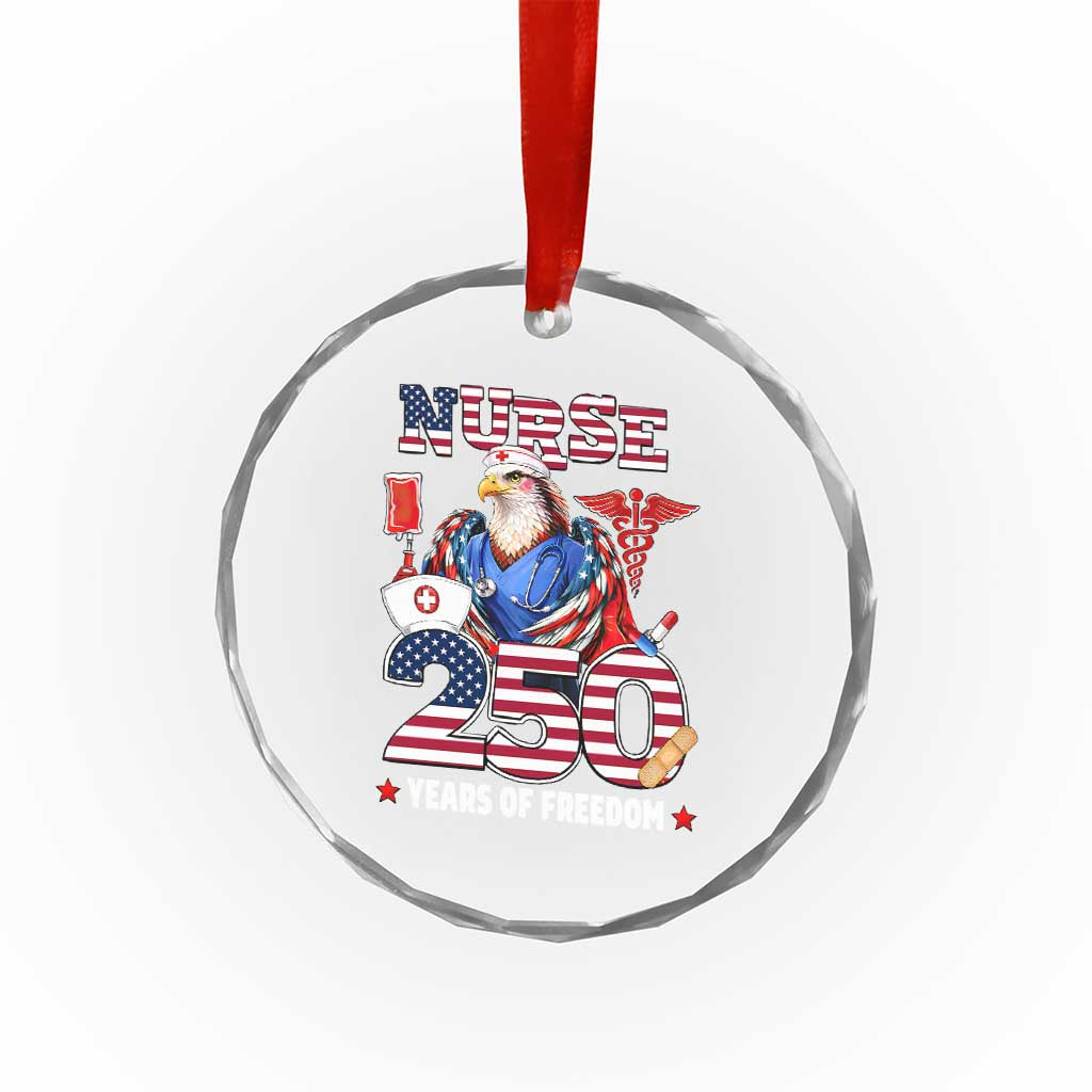 Bald Eagle Nurse 250 Years Of Freedom Crystal Glass Ornament Patriotic American Nurse Gift
