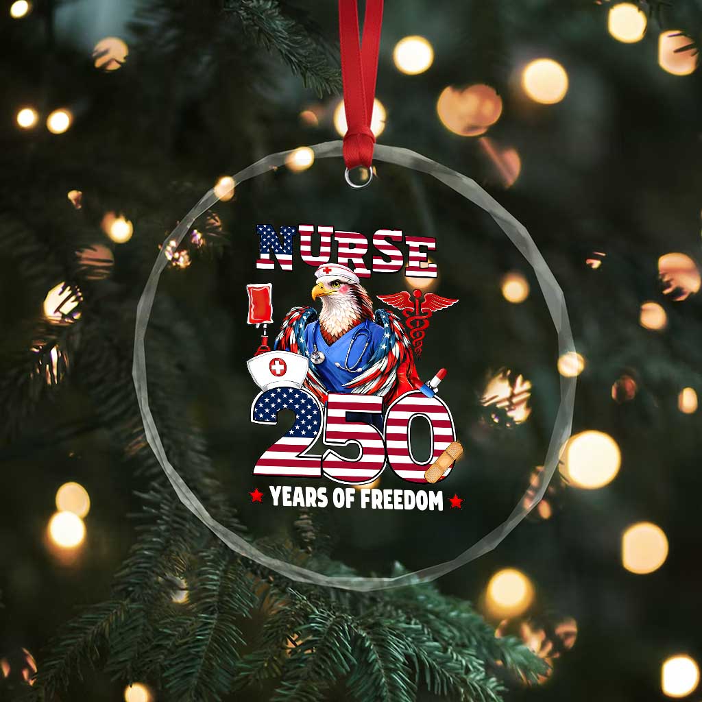 Bald Eagle Nurse 250 Years Of Freedom Crystal Glass Ornament Patriotic American Nurse Gift