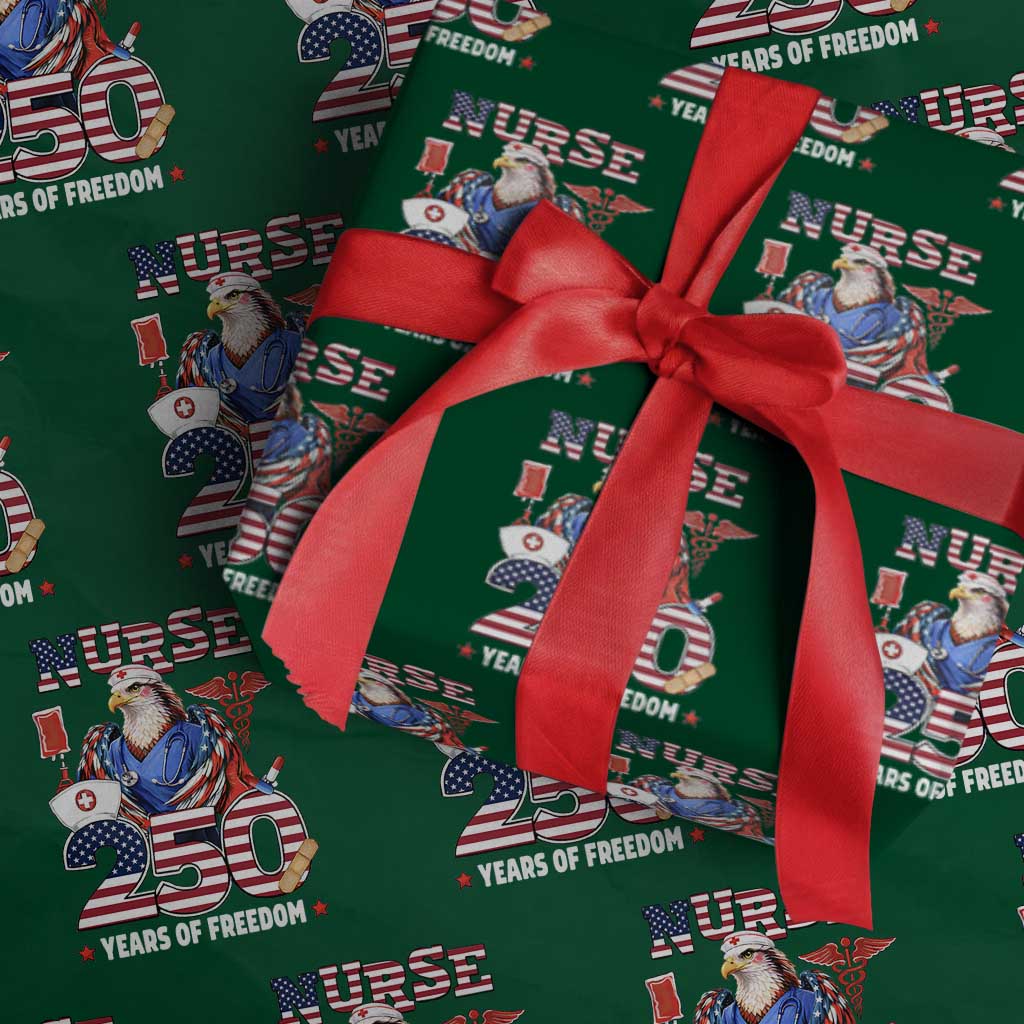 Bald Eagle Nurse 250 Years Of Freedom Wrapping Paper Roll Patriotic American Nurse Gift