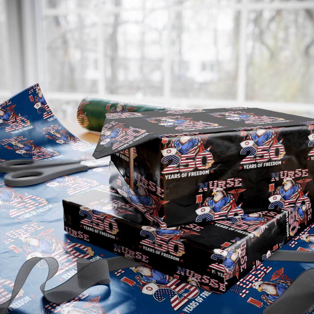 Bald Eagle Nurse 250 Years Of Freedom Wrapping Paper Roll Patriotic American Nurse Gift