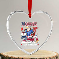 Bald Eagle Nurse 250 Years Of Freedom Heart Crystal Glass Ornament Patriotic American Nurse Gift