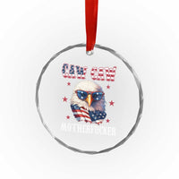 Bald Eagle Patriotic Crystal Glass Ornament Caw Caw Motherfucker American Flag - Wonder Print Shop