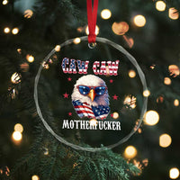 Bald Eagle Patriotic Crystal Glass Ornament Caw Caw Motherfucker American Flag - Wonder Print Shop