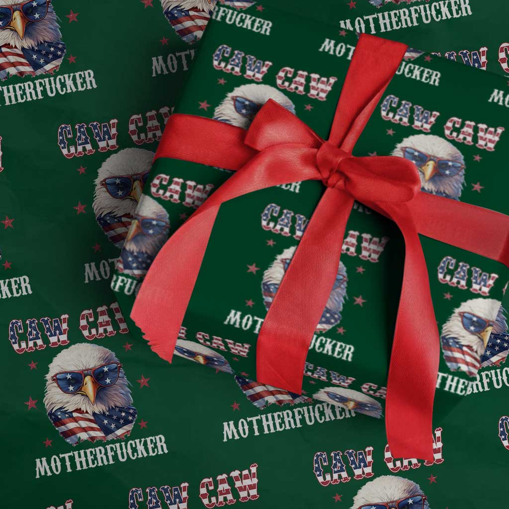 Bald Eagle Patriotic Wrapping Paper Roll Caw Caw Motherfucker American Flag - Wonder Print Shop
