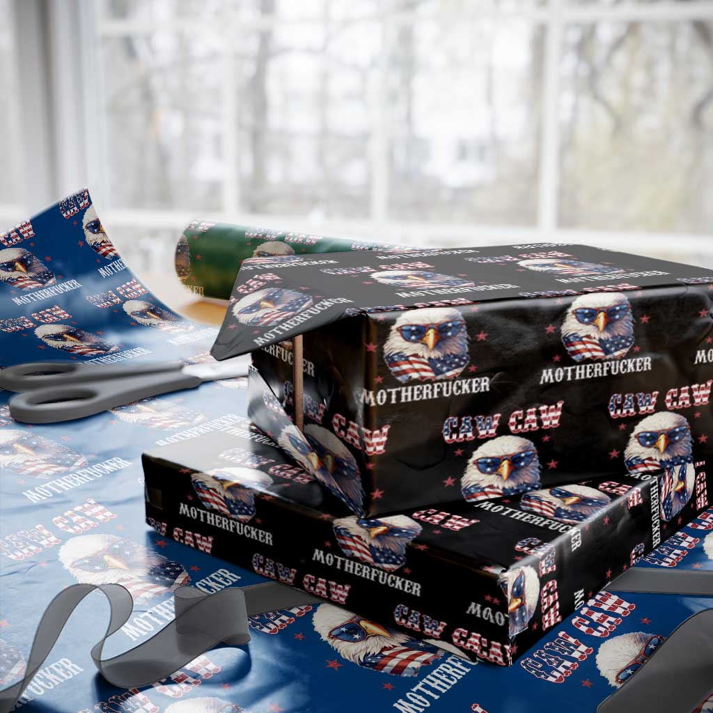 Bald Eagle Patriotic Wrapping Paper Roll Caw Caw Motherfucker American Flag - Wonder Print Shop