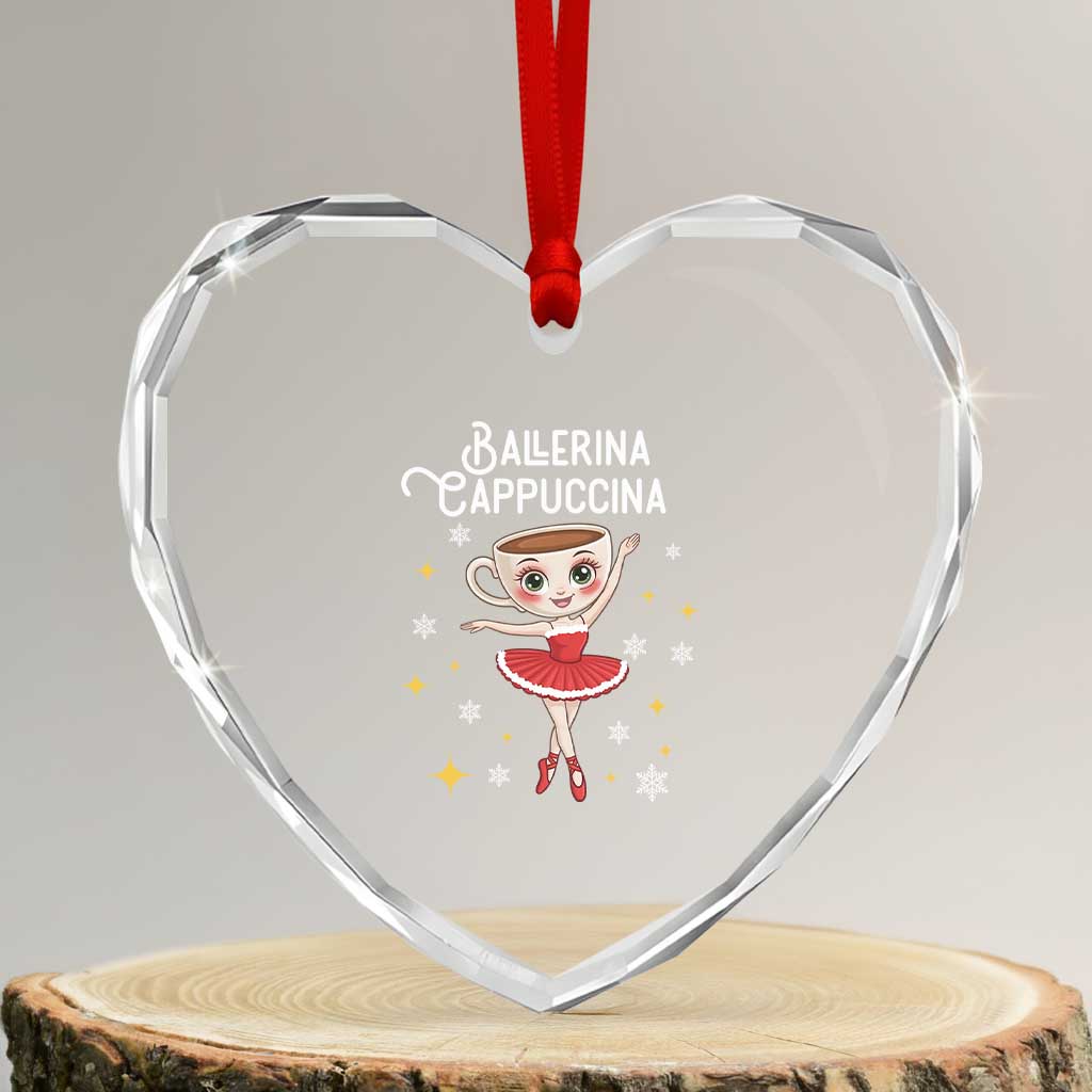 Ballerina Cappuccina Christmas Heart Crystal Glass Ornament Italian Brainrot Meme - Wonder Print Shop