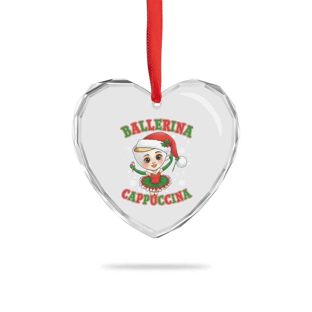 Ballerina Cappuccina Heart Crystal Glass Ornament Funny Italian Brainrot Meme Christmas Gift - Wonder Print Shop
