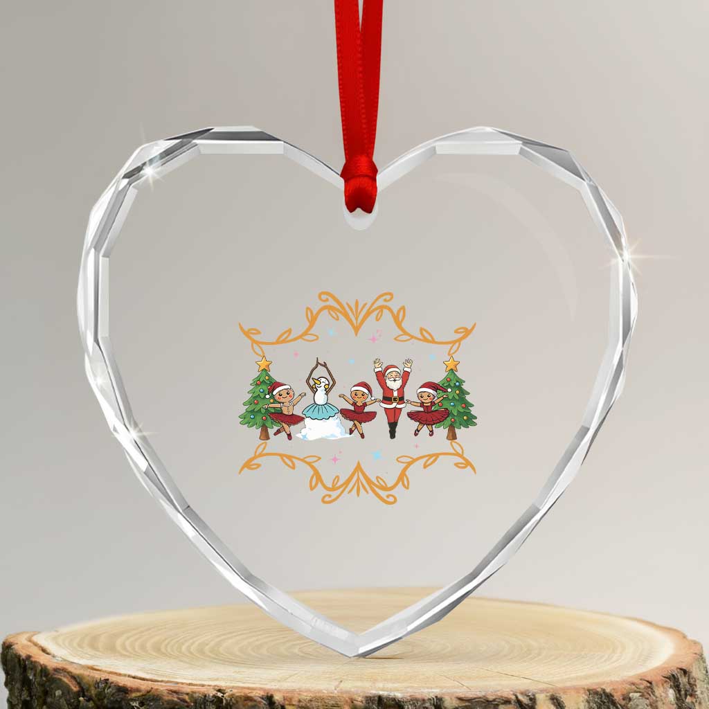 Ballet Lover Xmas Heart Crystal Glass Ornament Funny Gingerbread Santa Snowman Dance - Wonder Print Shop
