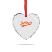 Baltimore Script Retro Baseball Sport Lovers City Pride Heart Crystal Glass Ornament
