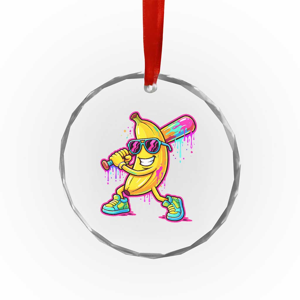 Banana Baseball Drip Crystal Glass Ornament Funny Baseball Drip Ice Cream Kids Youth Boys